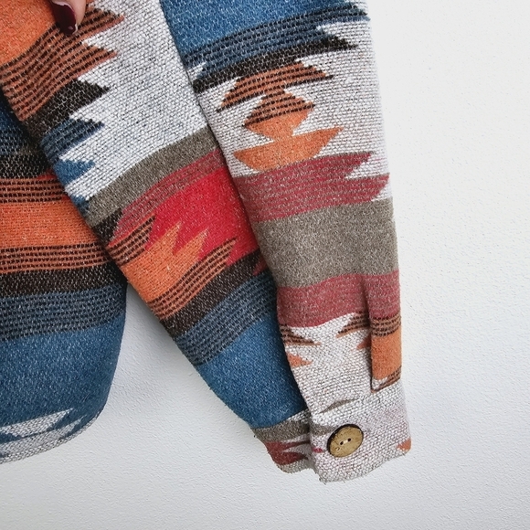 Emery Rose Geo Print Aztec Drop Shoulder Shacket Jacket XL - Picture 7 of 9